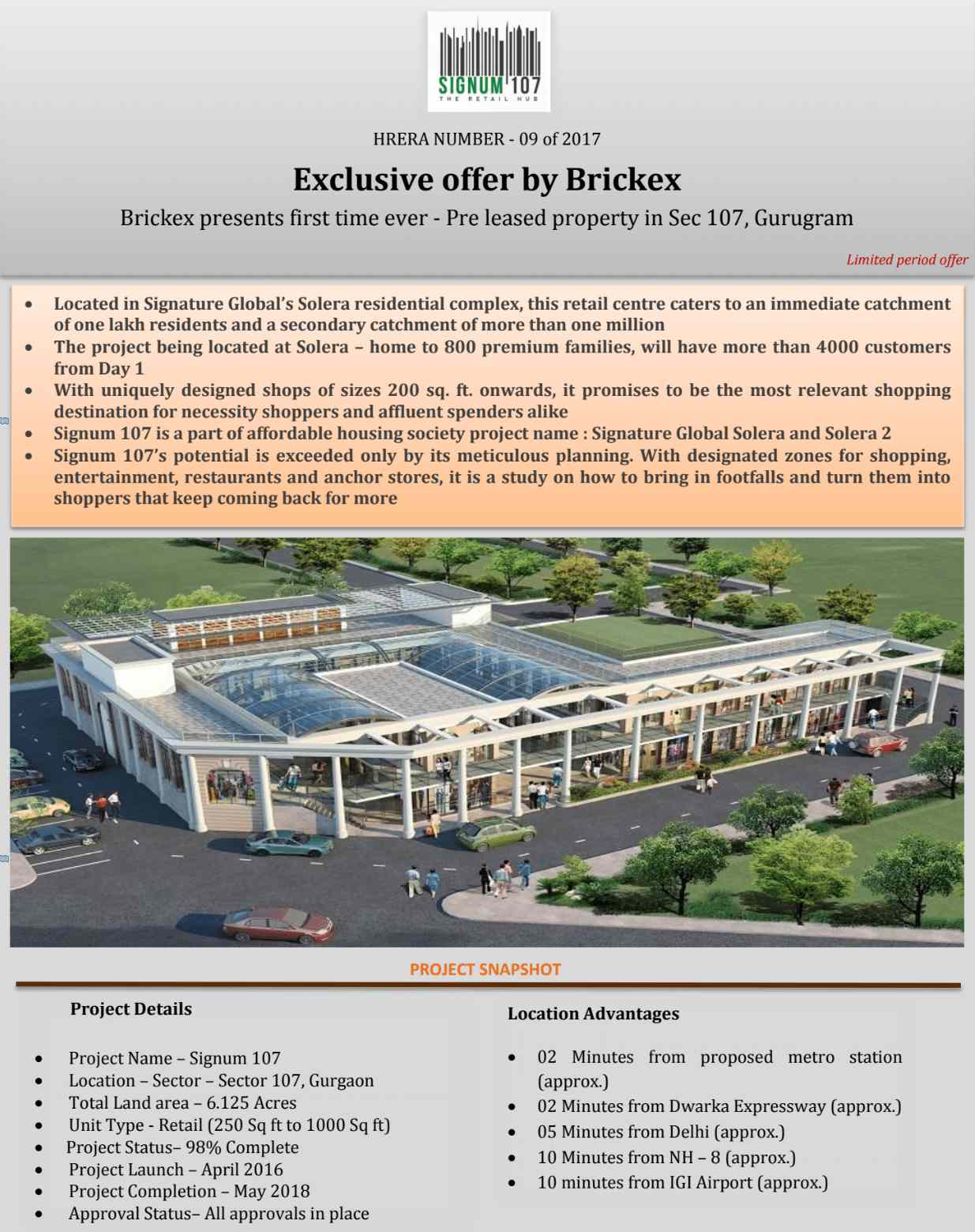 Signature Signum 107 - First ever pre-leased commercial property in Gurgaon Update